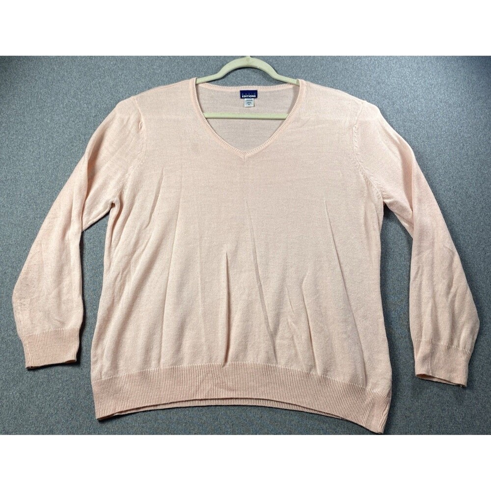 Basic Editions Women Knit V-neck Sweater Size XL Pink